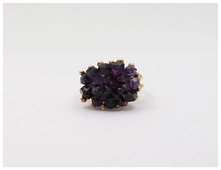 Vintage Geometric Icicle Amethyst 14K Yellow Gold Ring