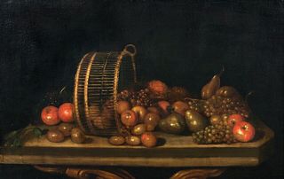 STILL LIFE OF PEARS, APPLES AND GRAPES OIL PAINTING