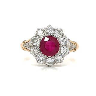18k Platinum Ruby Rosetta Diamond Ring