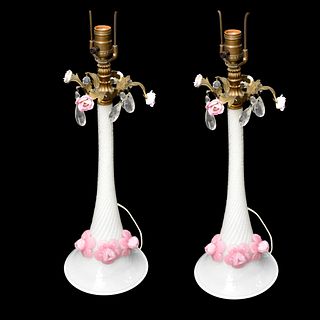 Pair of Murano Venetian Glass Lamps