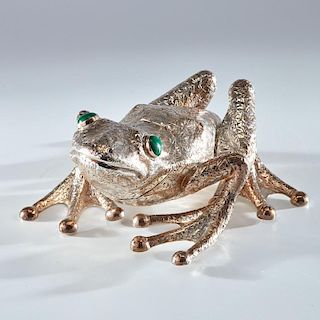 Cartier sterling and malachite frog