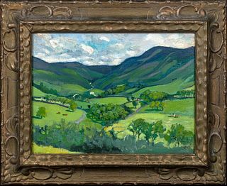 SUMMER VALLEY LANDSCAPE OIL PAINTING