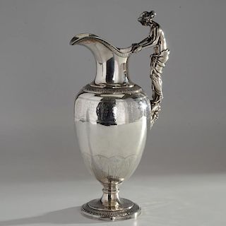 French Empire engraved silver ewer
