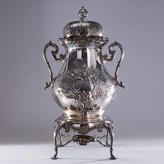 Massive American silver plated hot water urn