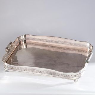 Large Sheffield plated gallery tray