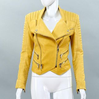 Balmain Paris yellow lambskin jacket