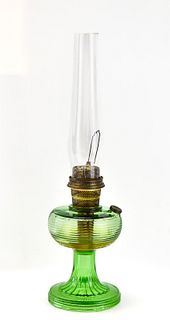 GREEN ALADDIN GLASS OIL LAMP
