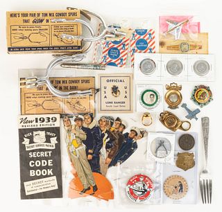 ASSORTED COWBOY AND OTHER RADIO / CEREAL PREMIUMS, UNCOUNTED LOT