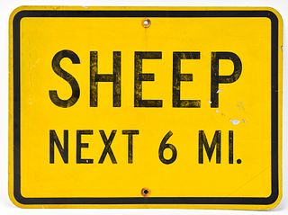 SHEEP NEXT 6 MILES ROAD SIGN