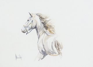 SPENCER HODGE (B.1943) WATERCOLOR PAINTING THE STALLION