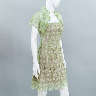 Richard Tyler Couture silk organza lace dress