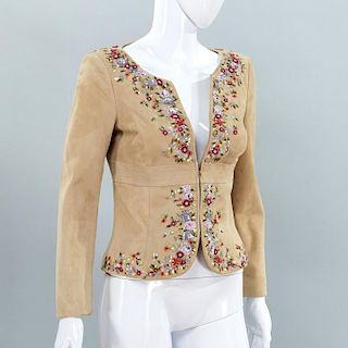 Valentino suede jacket with floral sequin trim