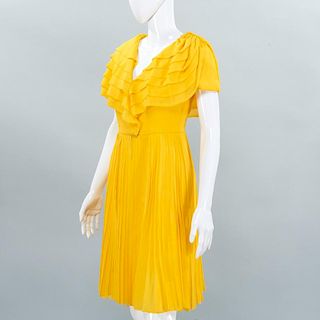 James Galanos yellow chiffon cocktail dress
