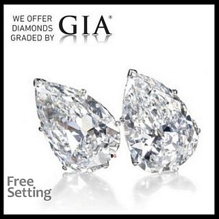 4.03 carat diamond pair, Pear cut Diamonds GIA Graded 1) 2.01 ct, Color E, VS1 2) 2.02 ct, Color E, VS2. Appraised Value: $156,300 