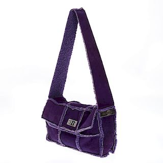 Chanel Couture purple shearling suede shoulder bag