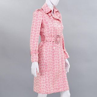Tuleh pink floral silk brocade coat