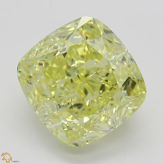 4.38 ct, Natural Fancy Yellow Even Color, VS1, Cushion cut Diamond (GIA Graded), Appraised Value: $131,800 