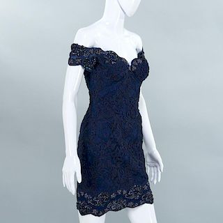 Vicki Tiel Couture navy lace cocktail dress