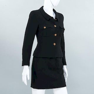 Chanel Boutique black gripoix button skirt suit