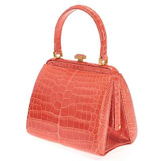 Manolo Blahnik orange alligator handbag