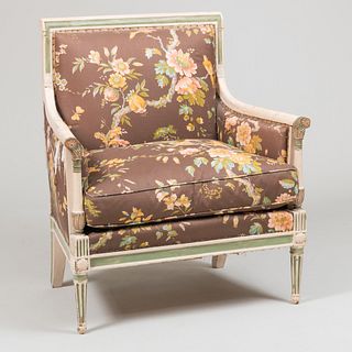 Directoire Painted and Chintz Upholstered Bergère