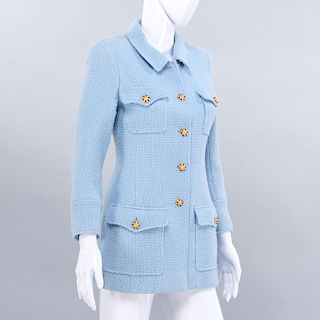 Chanel Boutique light blue gripoix button jacket