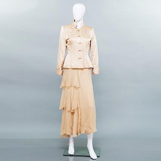 Maggie Norris Couture satin jacket and silk skirt
