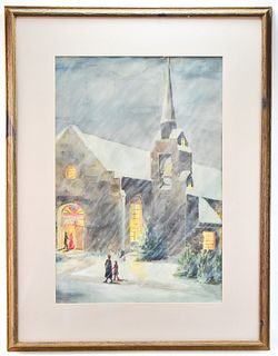 SNOWY CHURCH SCENE BY LADONNA MCDERMID