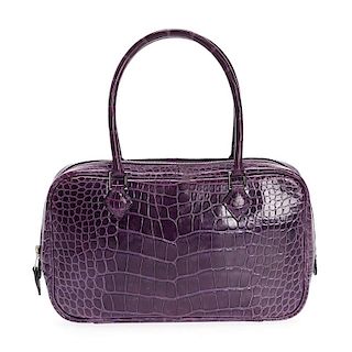 Hermes Paris aubergine alligator handbag
