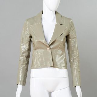 Chanel Couture gray leather crop jacket