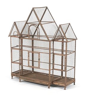 Imposing Iron and Wire Architectural Bird Cage