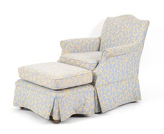 Upholstered Armchair and Ottoman