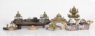 Assembled Group of Seven Inkwells, 19th-20th Century