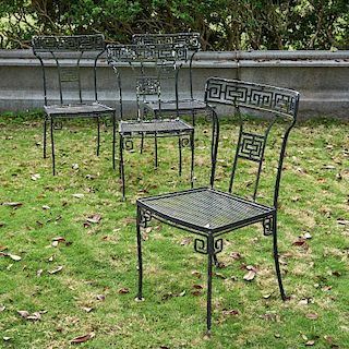 Set (4) Neo-Classical style wrought iron chairs