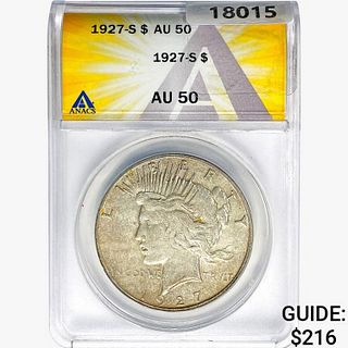 1927-S Silver Peace Dollar ANACS AU50 