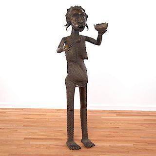 Life-size African tribal bronze figure