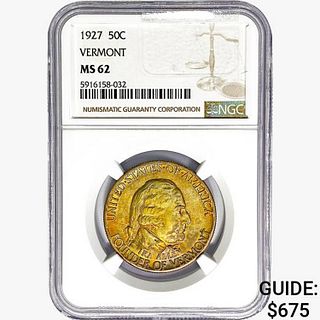 1927 Vermont Half Dollar NGC MS62 