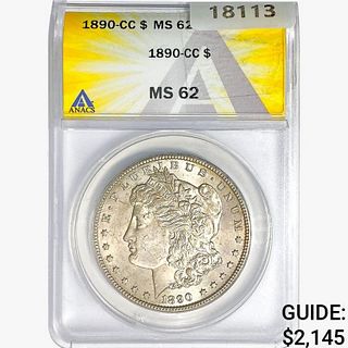 1890-CC Morgan Silver Dollar ANACS MS62 