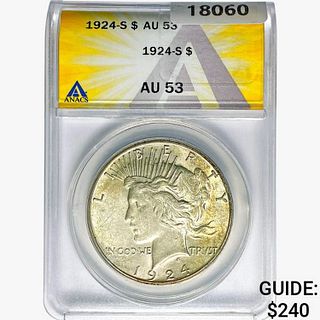 1924-S Silver Peace Dollar ANACS AU53 