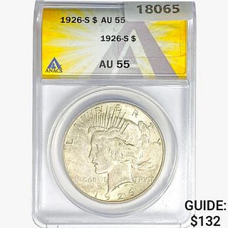 1926-S Silver Peace Dollar ANACS AU55 