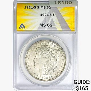 1921-S Morgan Silver Dollar ANACS MS62 