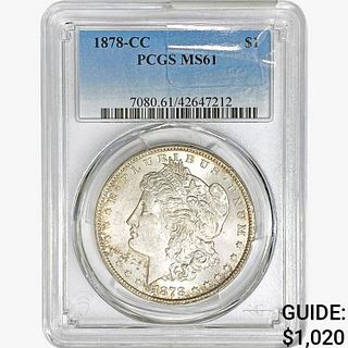 1878-CC Morgan Silver Dollar PCGS MS61 