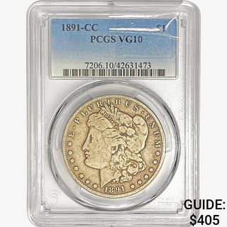 1891-CC Morgan Silver Dollar PCGS VG10 