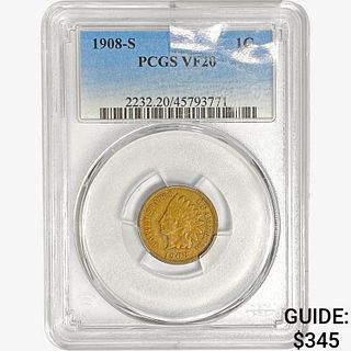 1908-S Indian Head Cent PCGS VF20 
