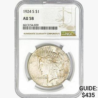 1924-S Silver Peace Dollar NGC AU58 