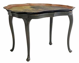 LACQUERED & PAINTED PAPIER-MACHE TRAY-TOP TABLE