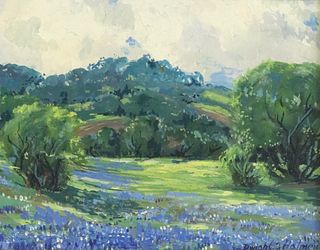 DWIGHT CLAY HOLMES (1900-1986) OIL PAINTING BLUEBONNETS