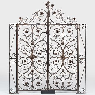 Italian Iron and Parcel-Gilt Hinged Gate, Possibly Florentine