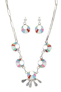 Zuni Louis Montoya Inlaid Mosaic Opal Jewelry Set