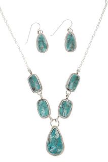Navajo Herbert Tsosie Turquoise Earrings/Necklace